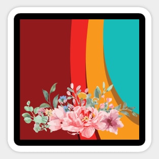 A touch of flowers among the colors of the rainbow Sticker